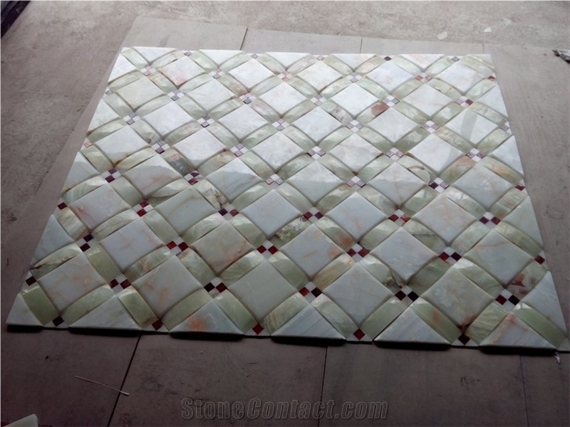 Chinese Yellow Onxy Wall Covering Mosaic Pattern