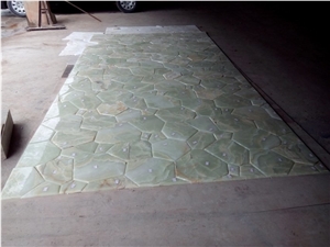 Chinese Yellow Onxy Wall Covering Mosaic Pattern