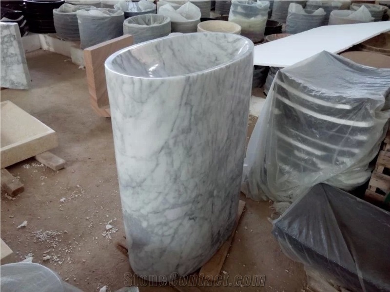 Italy White Marble Washing Basin Round Basins Oval Sinks