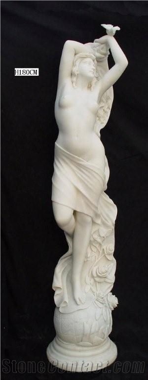 Woman Stone Sculpture,Western Lady Figure Statues,White Marble Statue
