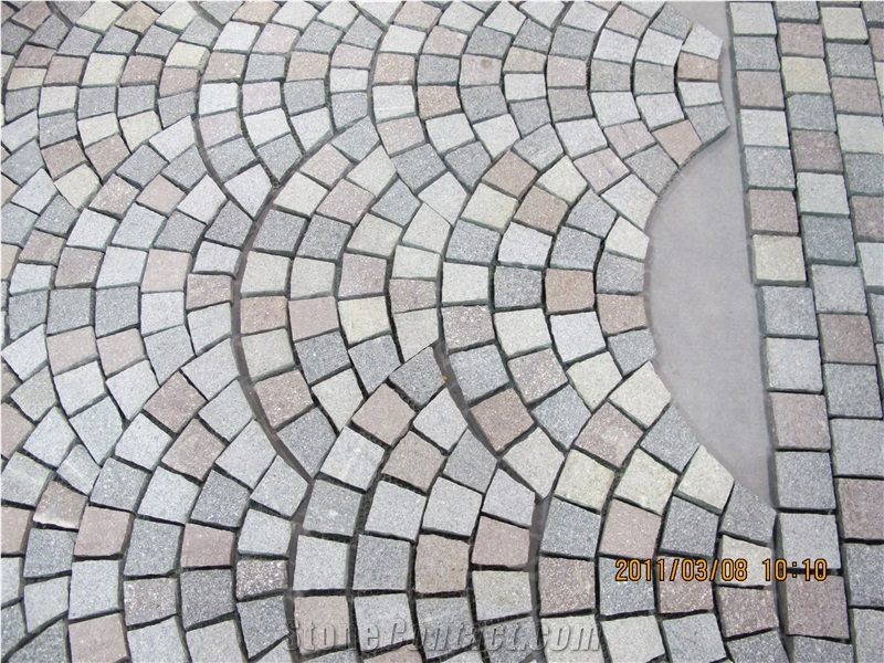 China Multicolor Granite Paving Stone Flished Flamed for Outdoor Paving Sets