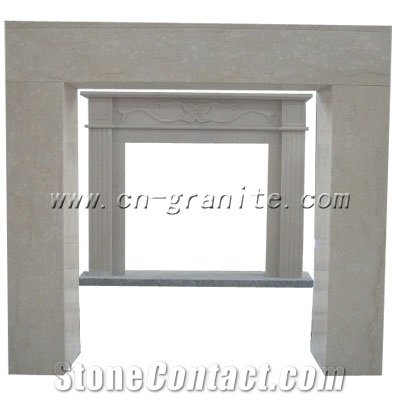 Grey Marble Fireplaces, Light Beige Marble Fireplace