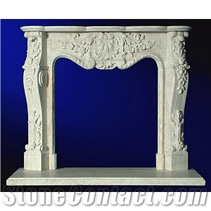 Hand Carved Marble Fireplace Surround Mantel, White Marble Fireplace Surround