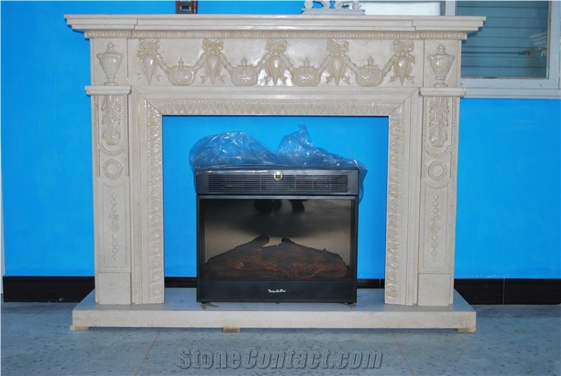 Marble Carving Fireplace Mantels, Marble Mantelshelf,Pure White Marble Fireplace Mantels