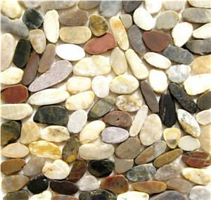Sliced Mixed River Stone Tile,Flat Multicolor Pebbles,Mixed Pebble Stone,River Rock Mosaic