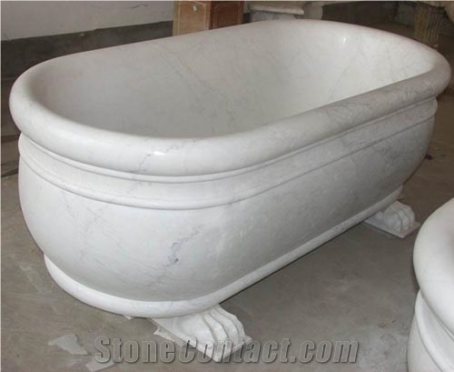 White Marble Bathtub Design