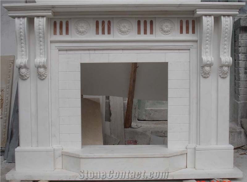 White Marble Inlay Fireplace,Marble Fireplace,Fireplace Surroud