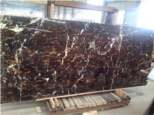 Black Golden Portoro Slabs & Tiles, Pakistan Black Marble