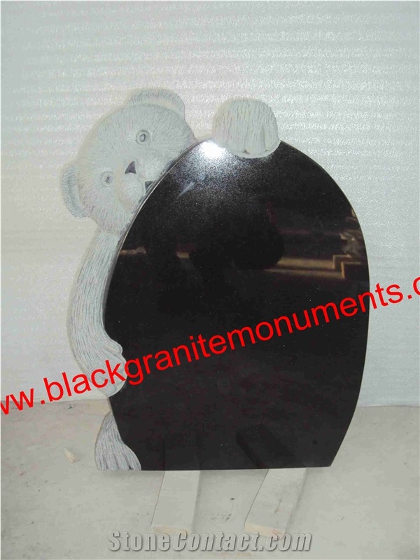 China Absolute Black Polished Monument & Tombstone, China Shanxi Black Polished Monument & Tombstone, China Absolute Black Polished Memorials & Headstones,Bear Carving, Us Style