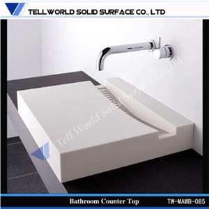 Artificial Marble White Bathroom Sink Countertop