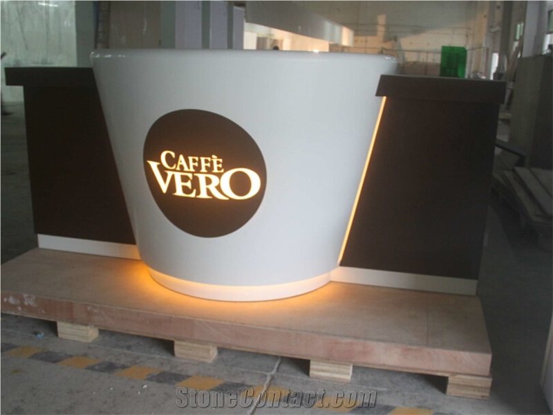 Cafe Shop New Design Bar Counter,Solid Surface Table Tops,Artificial Marble Bar Reception Counter