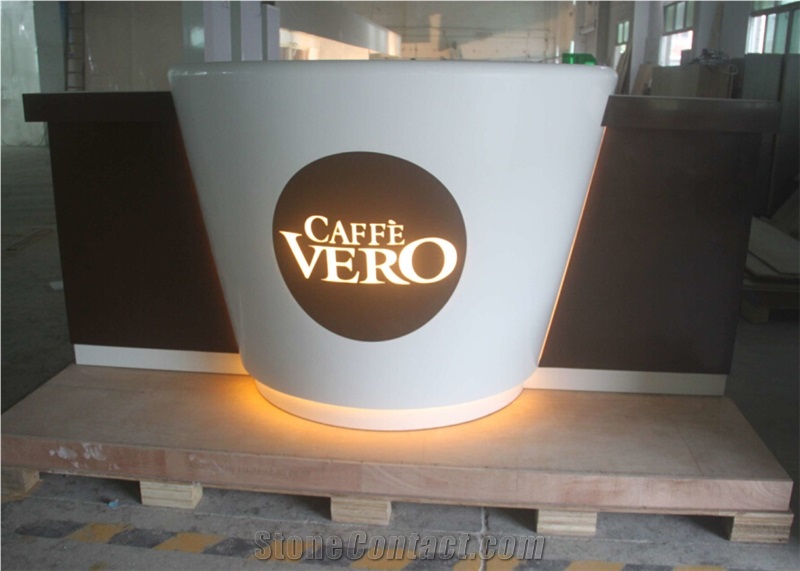 Reception Counter Manufacture Led Cafe Bar Counter, Acrylic Solid Surface Counter Top
