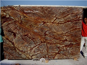 Rain Forest Brown Marble Slabs & Tiles, India Brown Marble