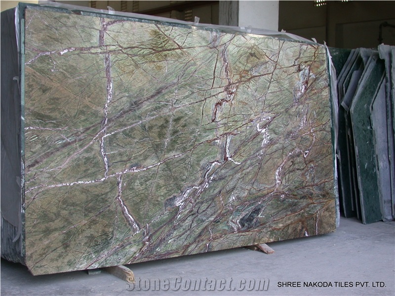 Rain Forest Green Marble Tile, India Green Marble
