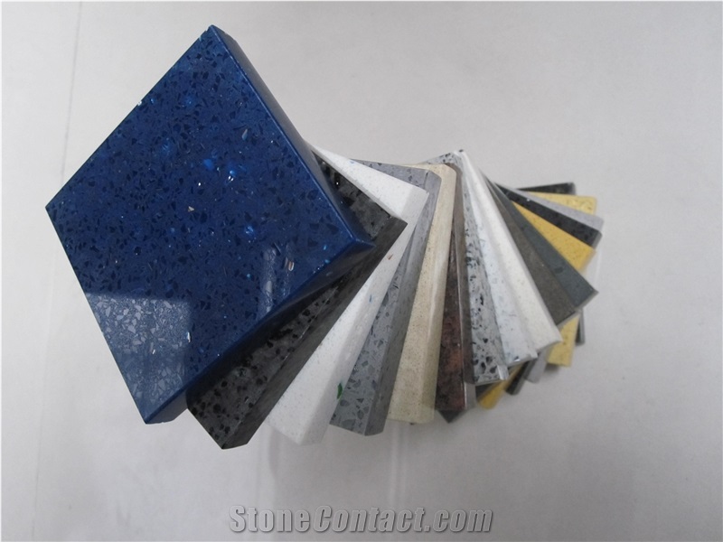 Artificial Stone Quartz Solid Surfaces Sparkle Yellow 2cm and 3cm Slabs and Cut-To-Size Tiles