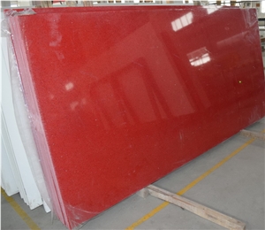 Bst Red Color Artificial Quartz Stone Slabs and Prefabricated Tops with High Hardness and Low Water Absorption