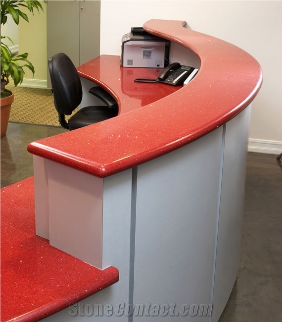 Man Made Quartz Stone Tabletops and Receptionist Worktops-Resistant to Scratch, Stain, Chemicals and Easy Maintenance