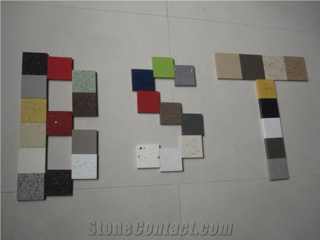 Shining Green Engineered Quartz Stone Tile for Shopping Malls or Airport-Scratch and Wear Resistant, Easy Maintenance