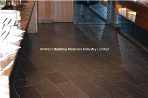 Otta Quartzite Floor Tiles Brushed, Black Norway Quartzite Tiles & Slabs