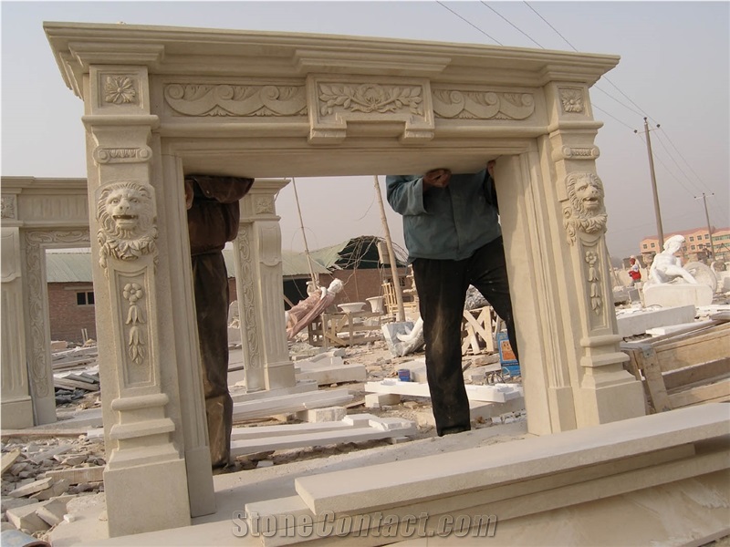 Beige Marble Fireplace,Carving Fireplace, China Beige Marble Fireplace