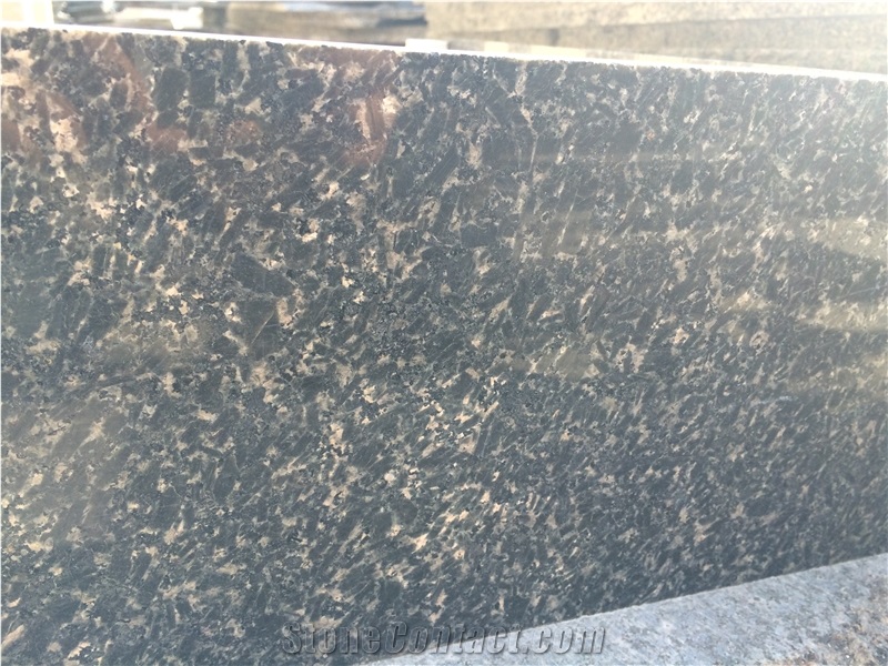 Black Ice Flower Granite Slab, China Brown Granite
