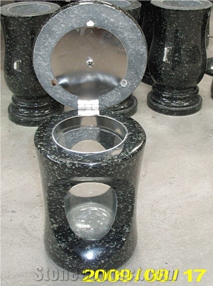 Black Impala Granite Monumental Vase