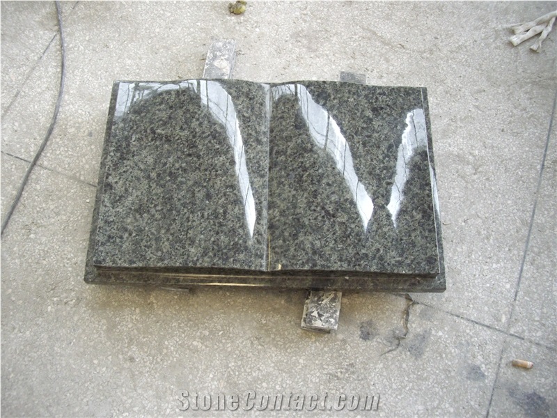 Book Style Monument & Tombstone, Pearl Blue Granite Monument & Tombstone