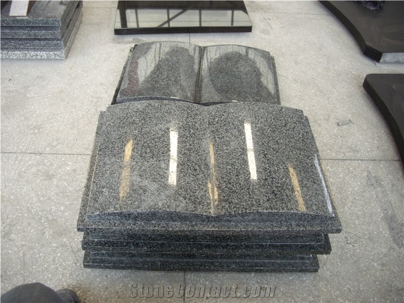 Book Style Monument & Tombstone, Pearl Blue Granite Monument & Tombstone