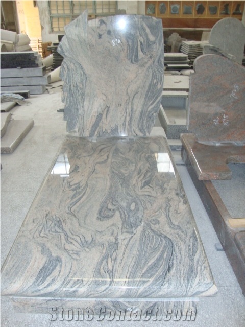 China Juparana Granite Tombstone,Austrian Style Tombstone