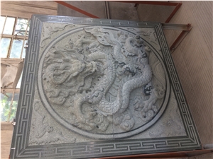 Chinese Dragon Stone Relief,Wall Carving, G654 Black Granite Reliefs