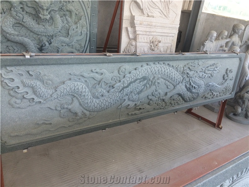 Dragon Stone Wall Relief, G612 Green Granite Wall Reliefs