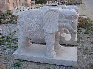 Elephant Stone Carving & Statue, G603 Grey Granite Statues