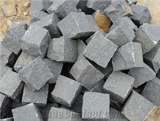 G654 Dark Grey Granite Cube Stone,All Sides Natural Cobble Stone