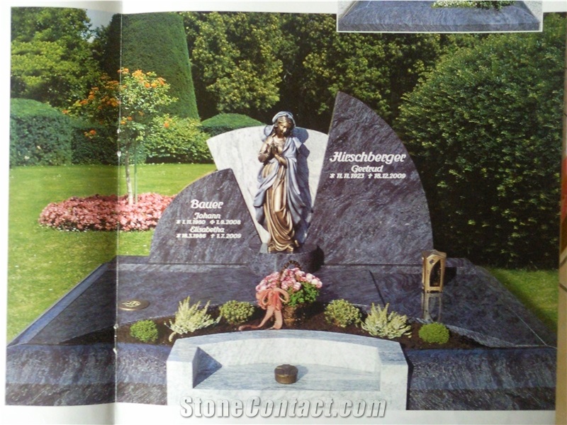 German Style Tombestone & Monument, Himalayan Blue Granite Monument & Tombstone