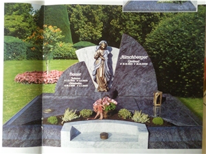 German Style Tombestone & Monument, Himalayan Blue Granite Monument & Tombstone