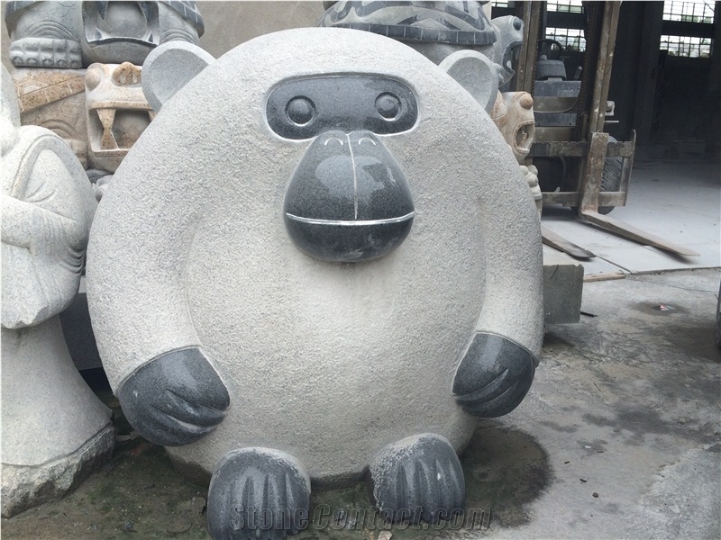 Gorilla Cartoon Stone Statue,G654 Grey Granite Animal Statue