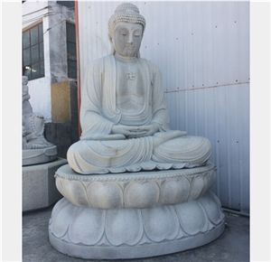 Grey Granite Buddha Sculpture,Religious Statue, Silver Grey Granite Statues