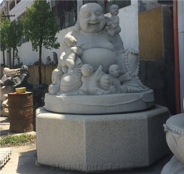 Grey Granite Maitreya Buddha State, G633 Grey Granite Sculpture & Statue