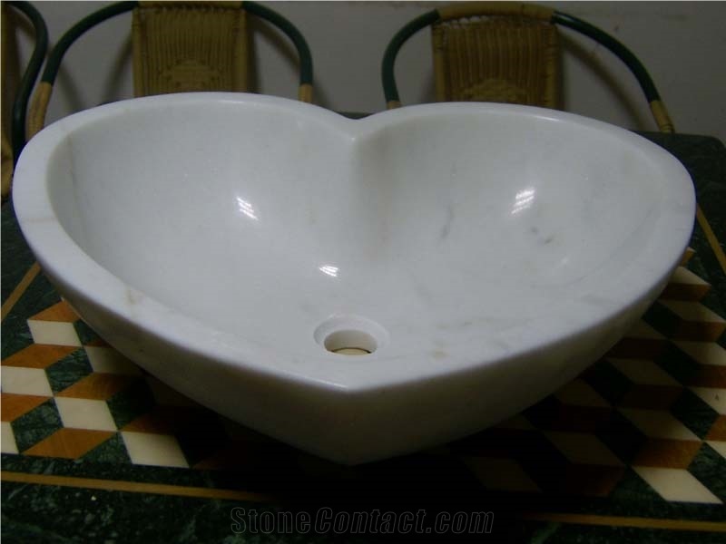 Heart Shape Marble Bathroom Sink