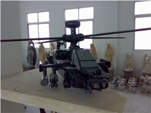 Helicopter Sculpture,Whirlybird Statue, G654 Black Granite Statues