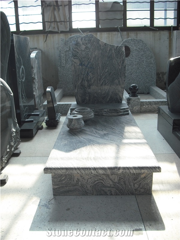 Juparana India Granite Polish Single Cross Monument & Tombstone