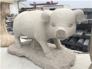 Piggy Stone Statue & Sculpture, G681 Pink Granite Statues