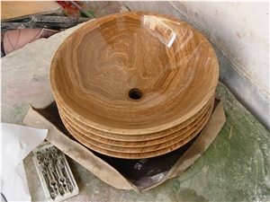 Royal Wood Marble Wash Basin, Royal Wood Grain Brown Marble Sinks & Basins