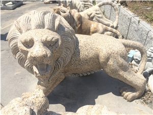 Tiger Skin Yellow Granite Animal Sculpture,Yellow Granite Lion Sculpture