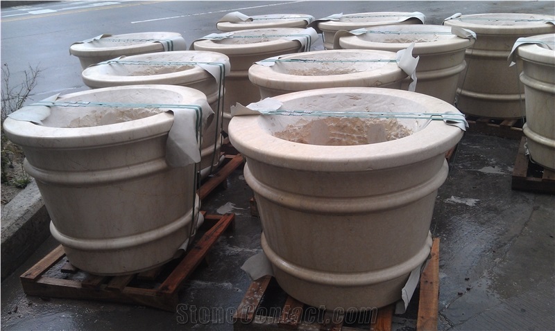Yellow Marble Round Flower Pot,Flower Planter, Sunny Yellow Marble Flower Pots