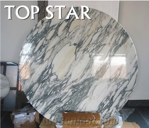 Polished White Marble Round Table Tops