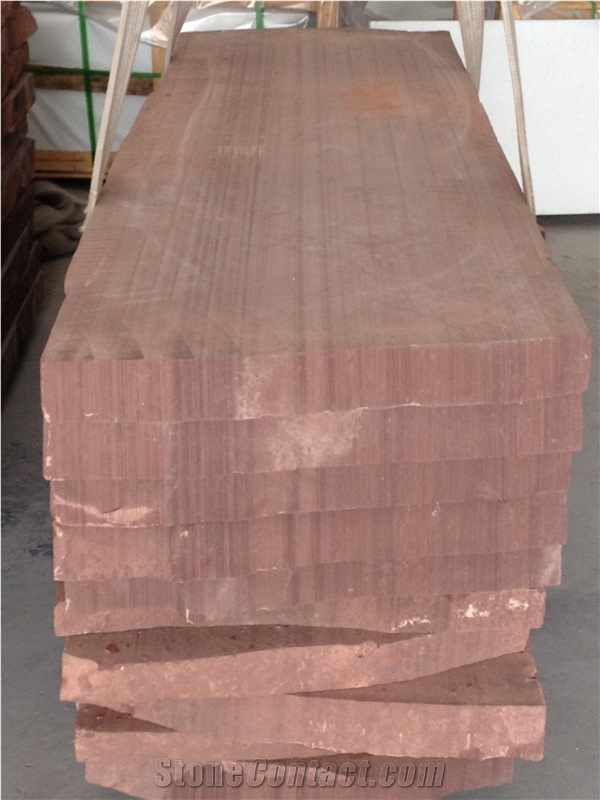 China Bush-Hammered Red Wooden Sandstone,Red Vein Sandstone Tiles