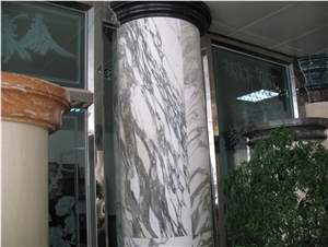 Arabescato Carrara Marble Hotel Columns, Italy White Marble Column