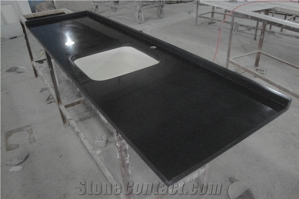 China Black Man-Made Stone Vanity Top for Kitchen & Bathroom