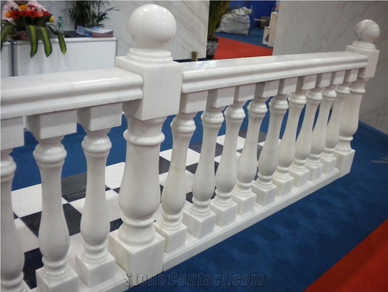 China Han White Marble Indoor Baluster & Railing, China White Marble Balcony Baluster